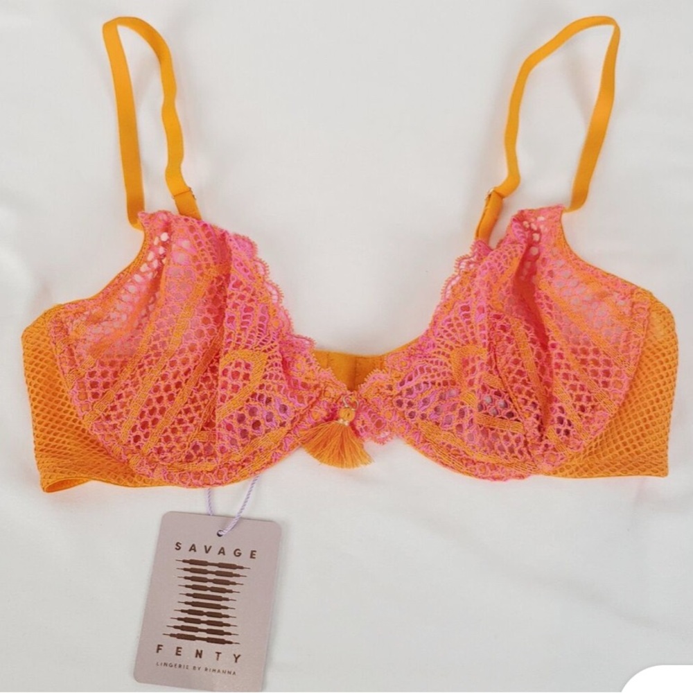 Savage X Fenty Orange Lace Bra